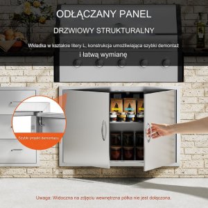 Vevor Drzwiczki do wyspy grillowej 99x66 cm stal nierdzewna na zewnątrz 9