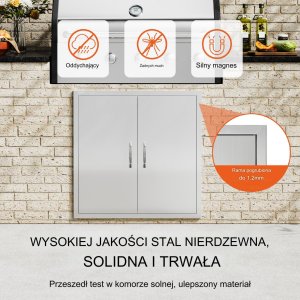 Vevor Drzwi do zabudowy grilla 79x79cm nierdzewne z uchwytem na zewnątrz pionowe 9