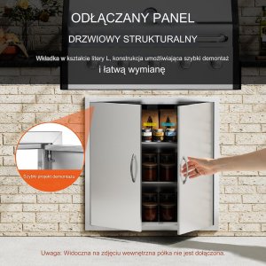 Vevor Drzwi do zabudowy grilla 79x79cm nierdzewne z uchwytem na zewnątrz pionowe 10