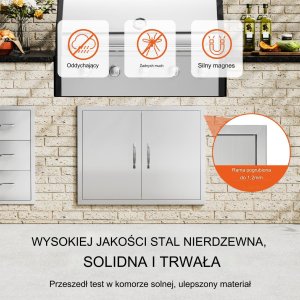 Vevor Drzwiczki do grilla 79x61 cm podwójne stal nierdzewna do kuchni zewnętrznej 9
