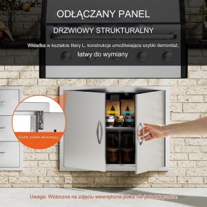 Vevor Drzwiczki do grilla 79x61 cm podwójne stal nierdzewna do kuchni zewnętrznej 10