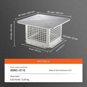 Osłona komina 30x30 cm - stal nierdzewna 304 - łatwy montaż stabilna 2
