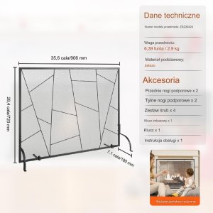 Elegancki Ekran Kominkowy Żeliwny Ochrona przed Iskrzeniem 8