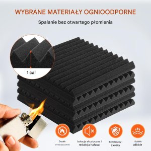 Panele akustyczne 80 szt. 30x30x2,5 cm pianka studio ściana sufit 3