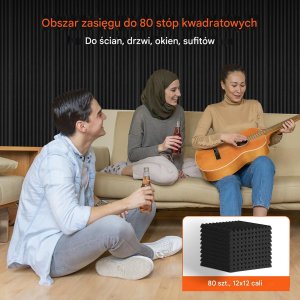 Panele akustyczne 80 szt. 30x30x2,5 cm pianka studio ściana sufit 5