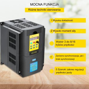 Przetwornica Vevor Przemiennik częstotliwości Przetwornica Falownik 220 V 4KW 3-fazowy 4