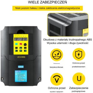 Przetwornica Vevor Przemiennik częstotliwości Przetwornica Falownik 220 V 4KW 3-fazowy 5
