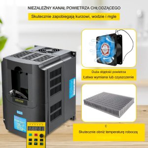 Przetwornica Vevor Przemiennik częstotliwości Przetwornica Falownik 220 V 4KW 3-fazowy 6