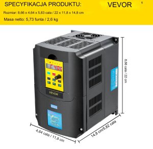 Przetwornica Vevor Przemiennik częstotliwości Przetwornica Falownik 220 V 4KW 3-fazowy 7