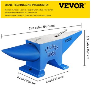 Kowadło stalowe 30 kg 540 x 150 160 mm 2