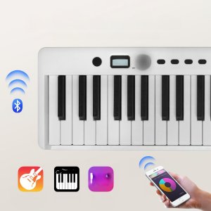 Keyboard Składany 88 Klawiszy MIDI z Bluetooth Podświetleniem Biały 12