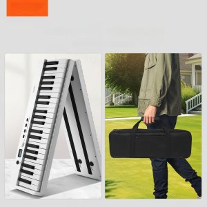 Keyboard Składany 88 Klawiszy MIDI z Bluetooth Podświetleniem Biały 13