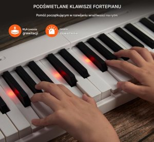 Keyboard Składany 88 Klawiszy MIDI z Bluetooth Podświetleniem Biały 4