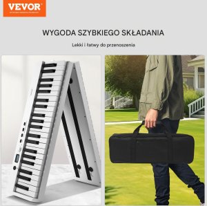 Keyboard Składany 88 Klawiszy MIDI z Bluetooth Podświetleniem Biały 7