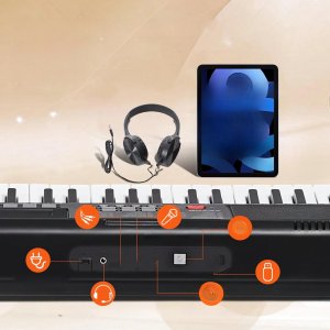 Keyboard 61 klawiszy przenośny z regulowanym stojakiem do nauki i koncertów 6