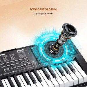 Keyboard 61 klawiszy przenośny z regulowanym stojakiem do nauki i koncertów 9