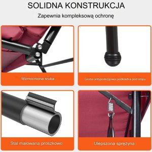 Huśtawka Ogrodowa z Regulowanym Baldachimem 12