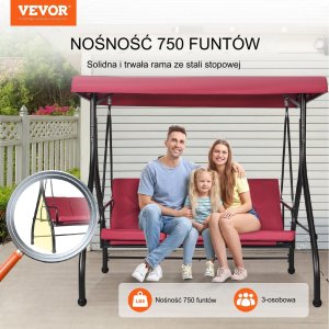 Huśtawka Ogrodowa z Regulowanym Baldachimem 13