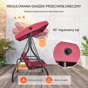 Huśtawka Ogrodowa z Regulowanym Baldachimem 9