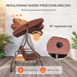 Huśtawka Ogrodowa z Regulowanym Baldachimem 11