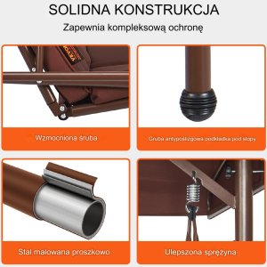 Huśtawka Ogrodowa z Regulowanym Baldachimem 9
