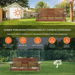 Drewniana huśtawka ogrodowa wisząca na taras werandę 152 cm 2