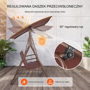 Huśtawka Ogrodowa z Regulowanym Baldachimem 12