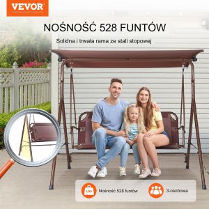 Huśtawka Ogrodowa z Regulowanym Baldachimem 13