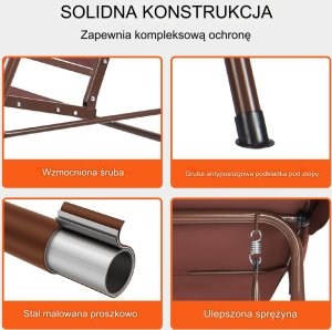Huśtawka Ogrodowa z Regulowanym Baldachimem 8