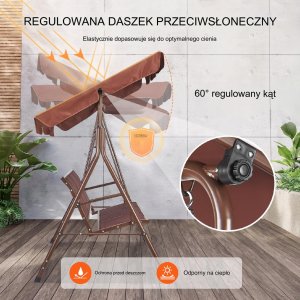 Huśtawka Ogrodowa z Regulowanym Baldachimem 10
