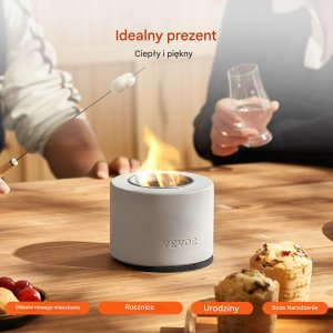 Biokominek kominek wolnostojący na taras stół ogrodowy stojący z betonu 3