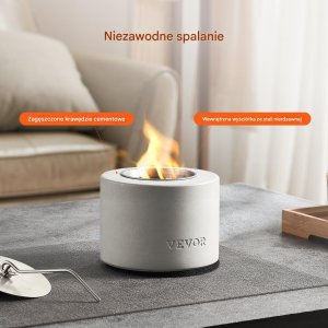 Biokominek kominek wolnostojący na taras stół ogrodowy stojący z betonu 4