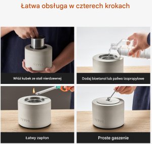 Biokominek kominek wolnostojący na taras stół ogrodowy stojący z betonu 7