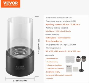 Biokominek kominek wolnostojący na taras stół szyba ogrodowy stojący 28.5cm 2