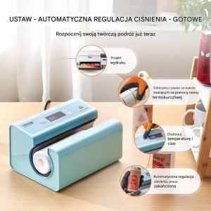 Prasa do Kubków Termosów do Sublimacji Automatyczna Niebieska Druk 11