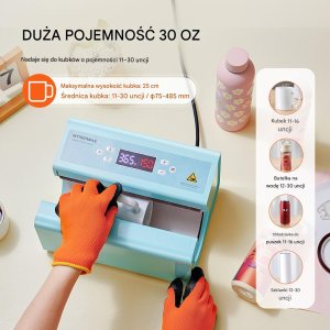Prasa do Kubków Termosów do Sublimacji Automatyczna Niebieska Druk 10