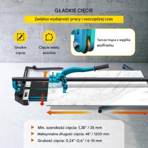 Maszynka do cięcia płytek Vevor Maszynka Ręczna do Cięcia Płytek Kafelek Glazury Przecinarka 1200 mm 3