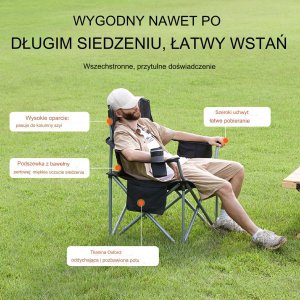 Krzesło turystyczne wędkarskie kempingowe składane czarne 3