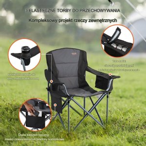 Krzesło turystyczne wędkarskie kempingowe składane czarne 4