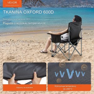 Krzesło turystyczne wędkarskie kempingowe składane czarne 7