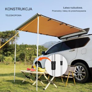 Markiza samochodowa zadaszenie samochodu kemping 2x2.5m 3