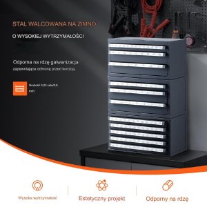 Organizer wierteł 3+5 szuflad 1,5 mm - 12,7 mm stojak do warsztatu 11