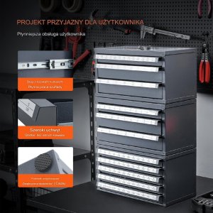 Organizer wierteł 3+5 szuflad 1,5 mm - 12,7 mm stojak do warsztatu 7