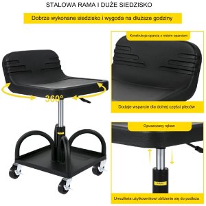 STOŁEK TABORET FOTEL WARSZTATOWY NA KÓŁKACH 5