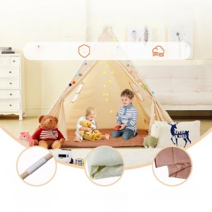 Vevor Namiot tipi dla dzieci 1-5 lat z matą i piłkami do pokoju 118x118 cm 3