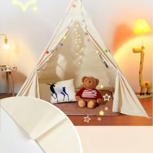 Vevor Namiot tipi dla dzieci 1-5 lat z matą i piłkami do pokoju 118x118 cm 4