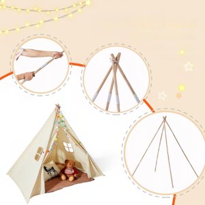 Vevor Namiot tipi dla dzieci 1-5 lat z matą i piłkami do pokoju 118x118 cm 5