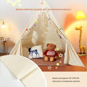 Vevor Namiot tipi dla dzieci 1-5 lat z matą i piłkami do pokoju 118x118 cm 10