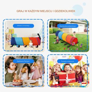 Vevor Tunel dla Dzieci Ogrodowy do Domu Gąsienica do Zabawy Duży Składany 11