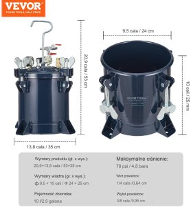 Zbiornik ciśnieniowy na farbę 10L 4,8 bar 5